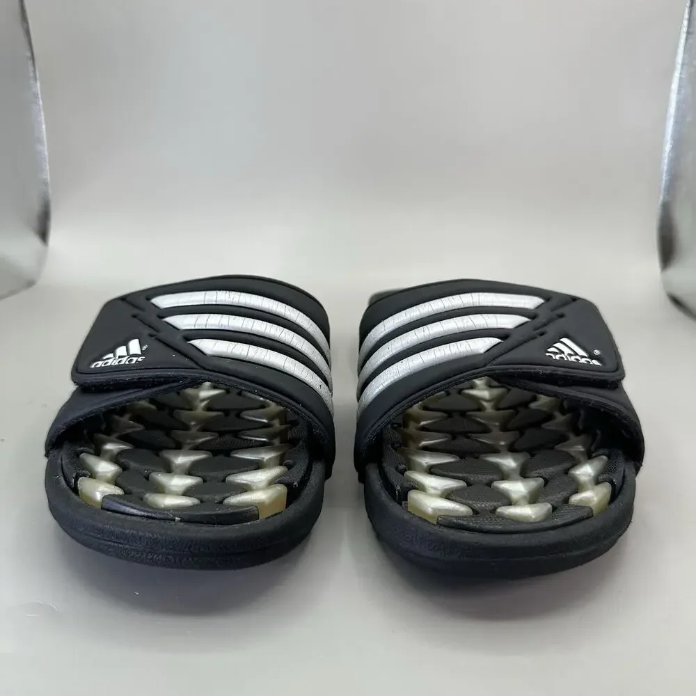 VTG 2000 Adidas Cushion Gel Air Slides Y2k Mens Size 7 US Black Silver